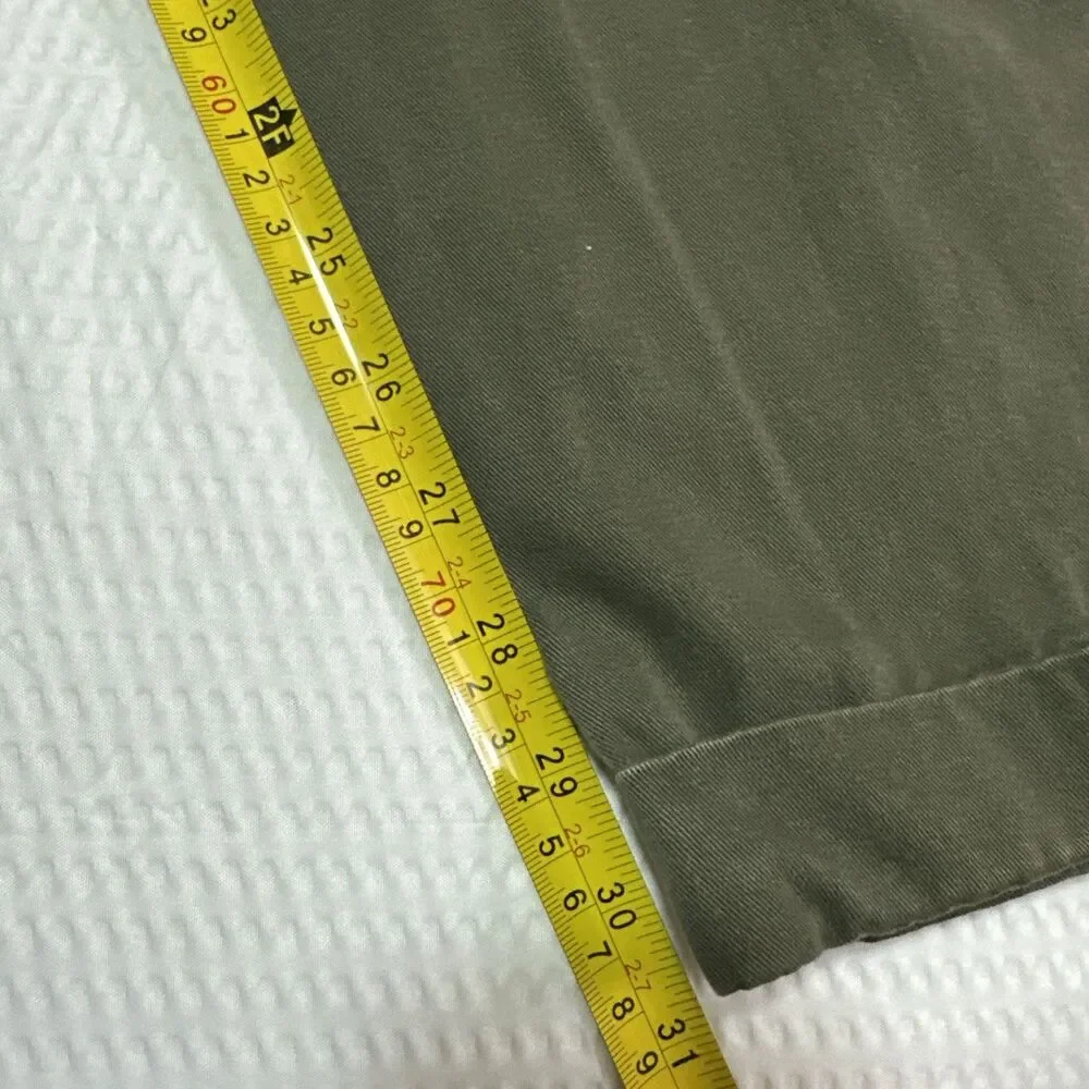 Tommy Hilfiger Men’s Green Double Pleat Chino Pants 30x32 Cuffed Casual Preppy